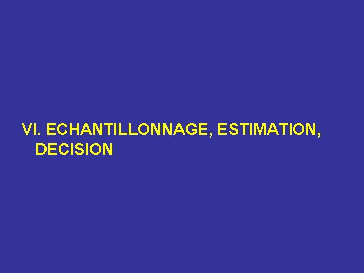 VI. ECHANTILLONNAGE, ESTIMATION, DECISION 