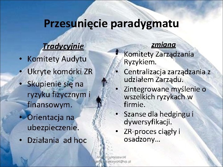 Przesunięcie paradygmatu • • • Tradycyjnie Komitety Audytu Ukryte komórki ZR Skupienie się na Przesunięcie paradygmatu • • • Tradycyjnie Komitety Audytu Ukryte komórki ZR Skupienie się na