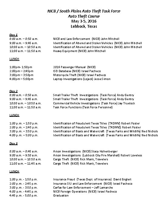  Day 1 8: 00 a. m. – 8: 50 a. m. 9: 00