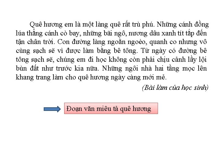 Quê hương em là một làng quê rất trù phú. Những cánh đồng lúa