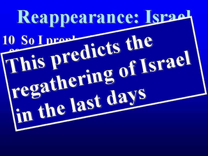 Reappearance: Israel e h t s t c i d e r l p