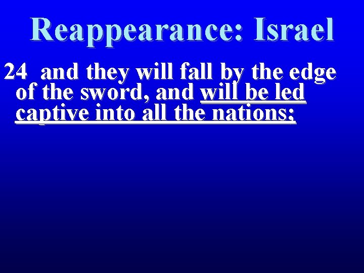 Reappearance: Israel 24 and they will fall by the edge of the sword, and