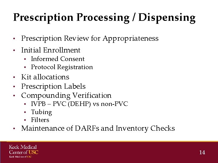 Prescription Processing / Dispensing • Prescription Review for Appropriateness • Initial Enrollment • Informed Prescription Processing / Dispensing • Prescription Review for Appropriateness • Initial Enrollment • Informed