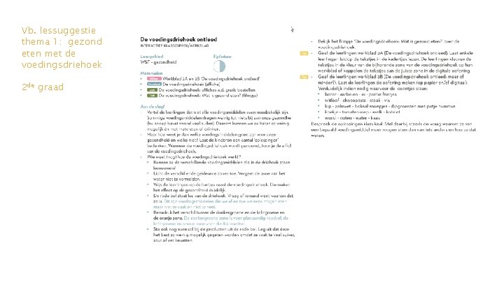 Vb. lessuggestie thema 1: gezond eten met de voedingsdriehoek 2 de graad 