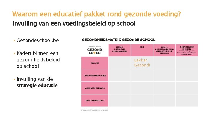 Waarom een educatief pakket rond gezonde voeding? Invulling van een voedingsbeleid op school ▸