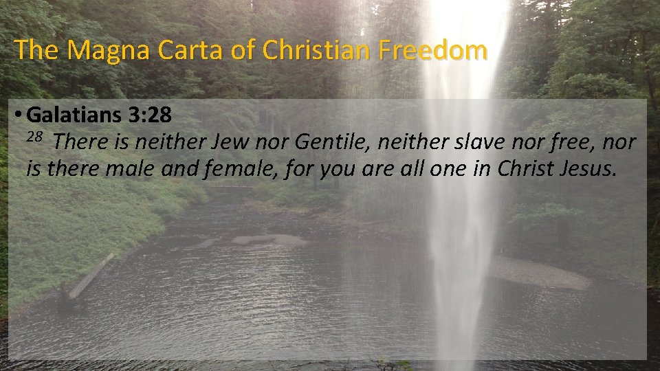 The Magna Carta of Christian Freedom • Galatians 3: 28 There is neither Jew