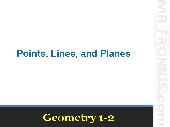 Points, Lines, and Planes Geometry 1 -2 