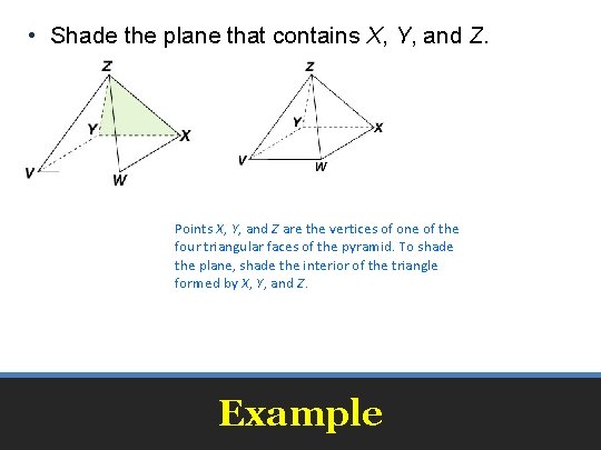  • Shade the plane that contains X, Y, and Z. Points X, Y,