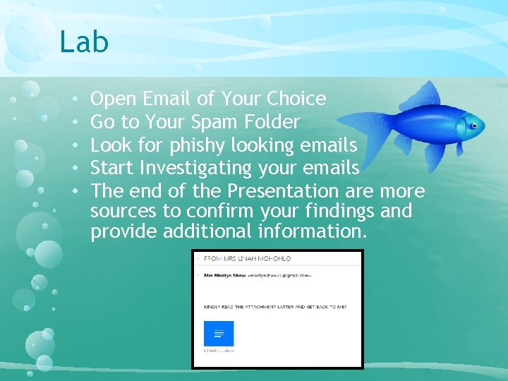 Lab • • • Open Email of Your Choice Go to Your Spam Folder Lab • • • Open Email of Your Choice Go to Your Spam Folder