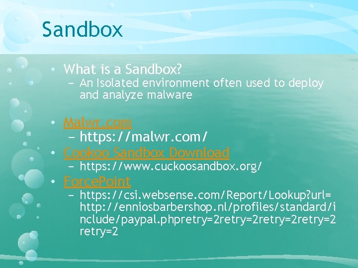Sandbox • What is a Sandbox? − An Isolated environment often used to deploy Sandbox • What is a Sandbox? − An Isolated environment often used to deploy