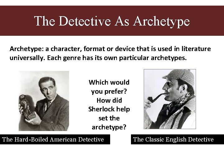 The Detective As Archetype: a character, format or device that is used in literature The Detective As Archetype: a character, format or device that is used in literature