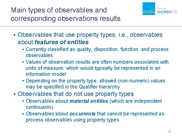 Main types of observables and corresponding observations results ▪ Observables that use property types, Main types of observables and corresponding observations results ▪ Observables that use property types,