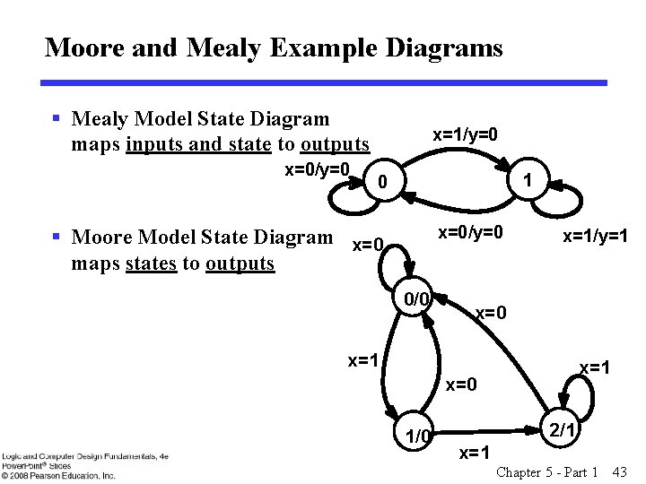 Moore and Mealy Example Diagrams § Mealy Model State Diagram maps inputs and state