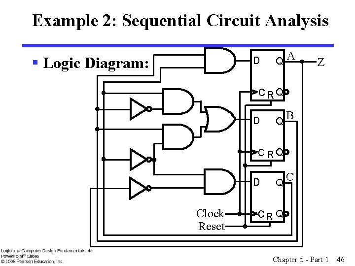 Example 2: Sequential Circuit Analysis § Logic Diagram: D Q A Z C RQ