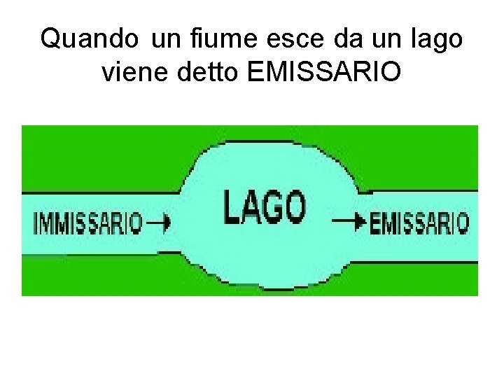 Quando un fiume esce da un lago viene detto EMISSARIO 