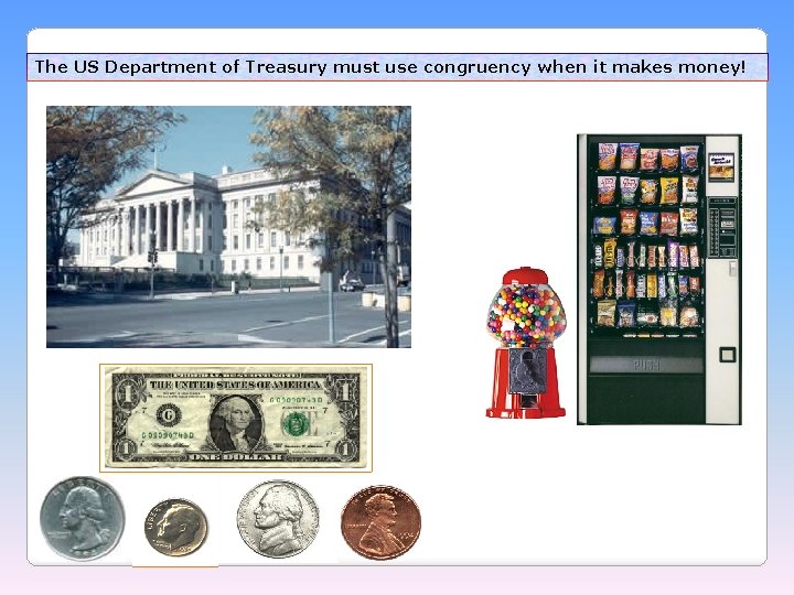 The US Department of Treasury must use congruency when it makes money! 