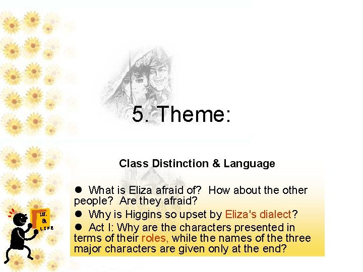 5. Theme: Class Distinction & Language LIT. & LIFE l What is Eliza afraid