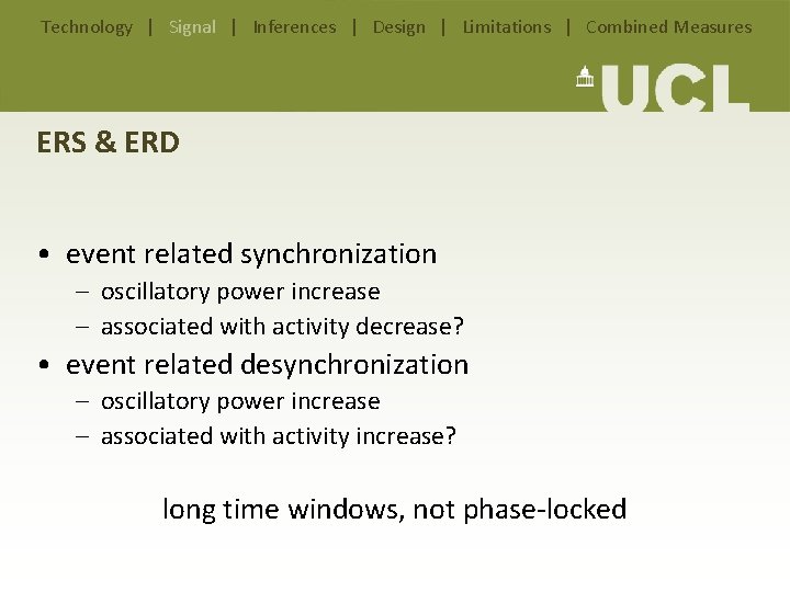 Technology | Signal | Inferences | Design | Limitations | Combined Measures ERS & Technology | Signal | Inferences | Design | Limitations | Combined Measures ERS &