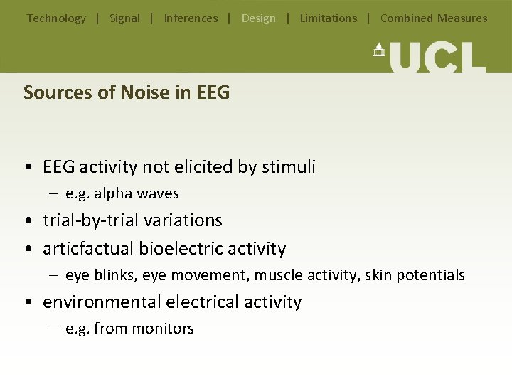 Technology | Signal | Inferences | Design | Limitations | Combined Measures Sources of Technology | Signal | Inferences | Design | Limitations | Combined Measures Sources of