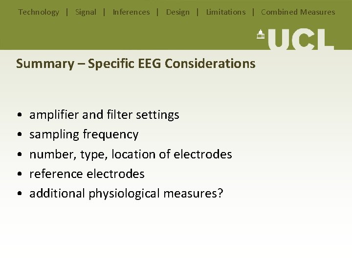 Technology | Signal | Inferences | Design | Limitations | Combined Measures Summary – Technology | Signal | Inferences | Design | Limitations | Combined Measures Summary –