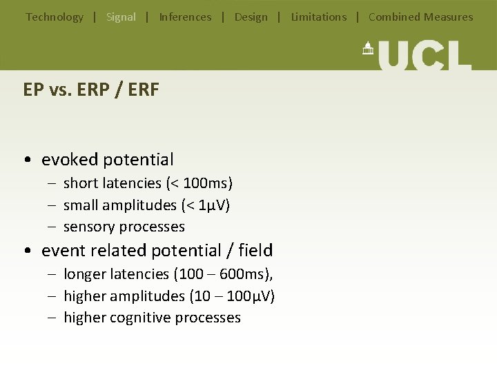 Technology | Signal | Inferences | Design | Limitations | Combined Measures EP vs. Technology | Signal | Inferences | Design | Limitations | Combined Measures EP vs.