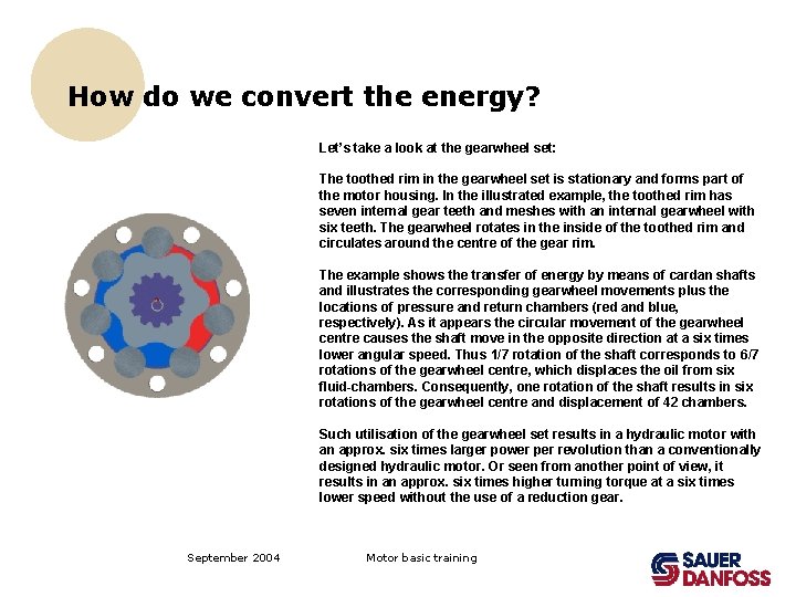 How do we convert the energy? Let’s take a look at the gearwheel set: