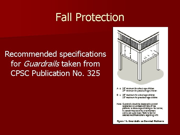 Fall Protection Recommended specifications for Guardrails taken from CPSC Publication No. 325 
