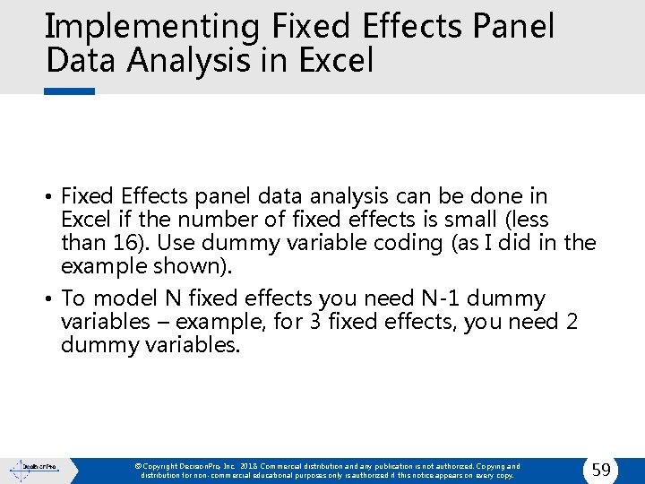 Implementing Fixed Effects Panel Data Analysis in Excel • Fixed Effects panel data analysis