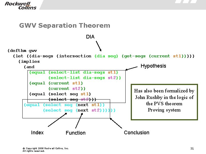 GWV Separation Theorem DIA (defthm gwv (let ((dia-segs (intersection (dia seg) (get-segs (current st