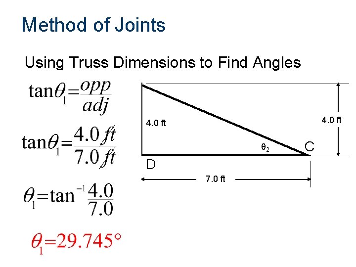 Method of Joints Using Truss Dimensions to Find Angles B 4. 0 ft A