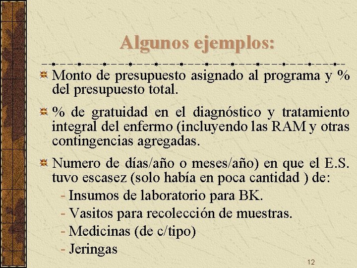 Algunos ejemplos: Monto de presupuesto asignado al programa y % del presupuesto total. % Algunos ejemplos: Monto de presupuesto asignado al programa y % del presupuesto total. %