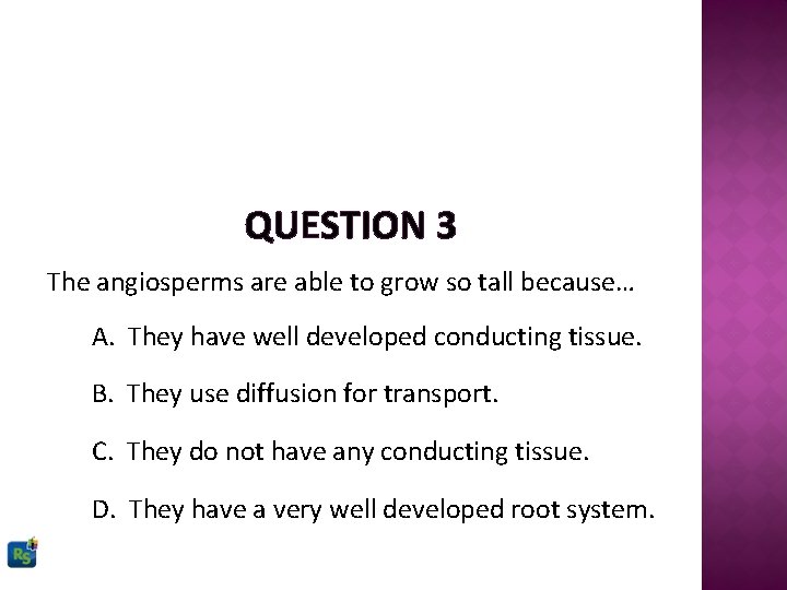 QUESTION 3 The angiosperms are able to grow so tall because… A. They have