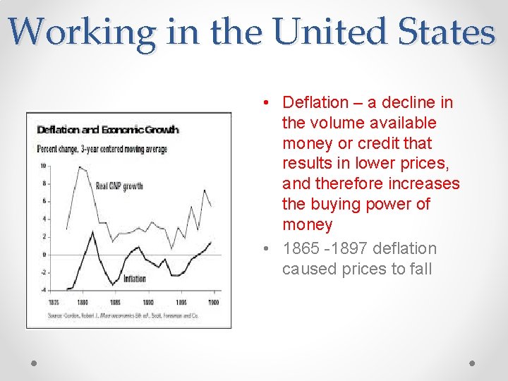 Working in the United States • Deflation – a decline in the volume available