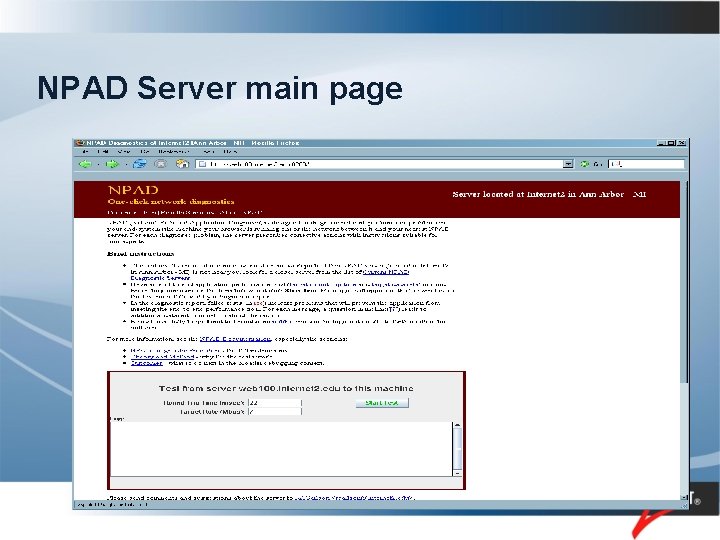 NPAD Server main page 