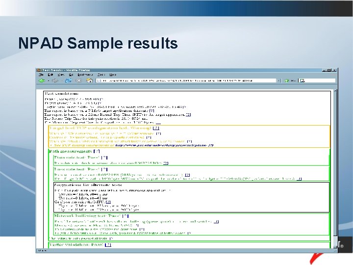 NPAD Sample results 