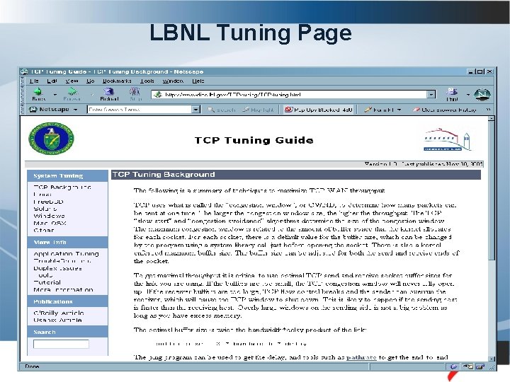 LBNL Tuning Page 