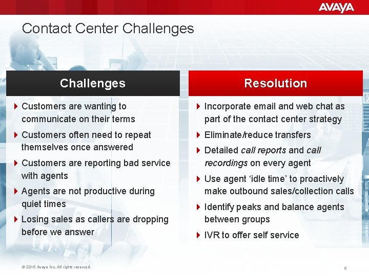 Contact Center Challenges 4 Customers are wanting to communicate on their terms 4 Customers