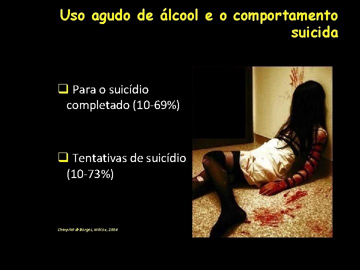 Uso agudo de álcool e o comportamento suicida q Para o suicídio completado (10