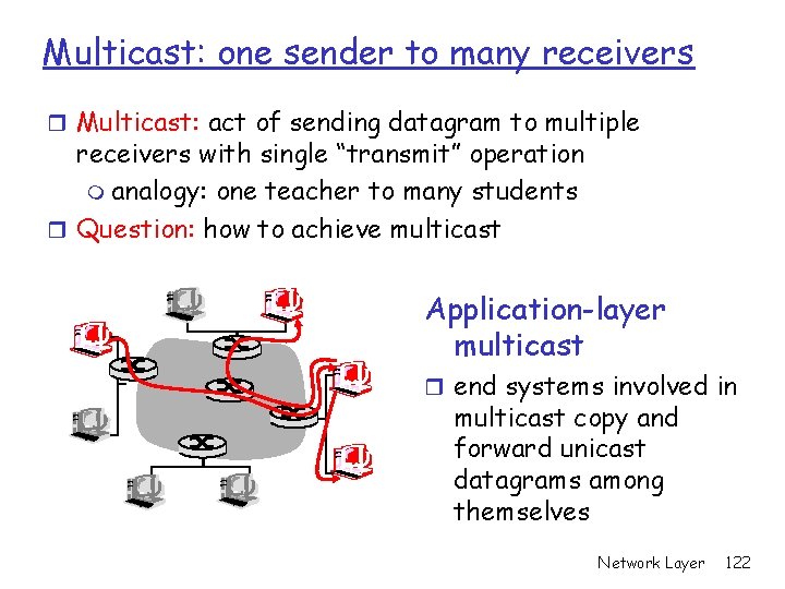 Multicast: one sender to many receivers r Multicast: act of sending datagram to multiple