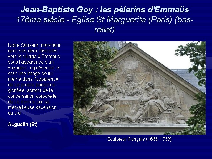 Jean-Baptiste Goy : les pèlerins d'Emmaüs 17ème siècle - Eglise St Marguerite (Paris) (bas