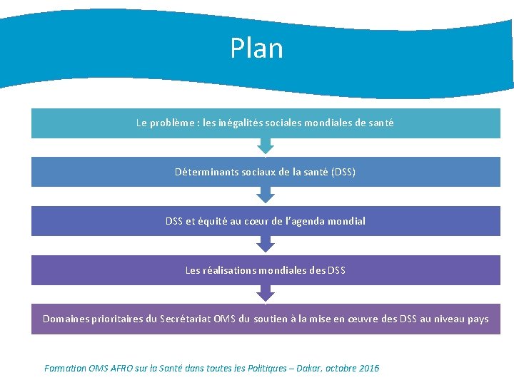 Plan Le problème : les inégalités sociales mondiales de santé Déterminants sociaux de la