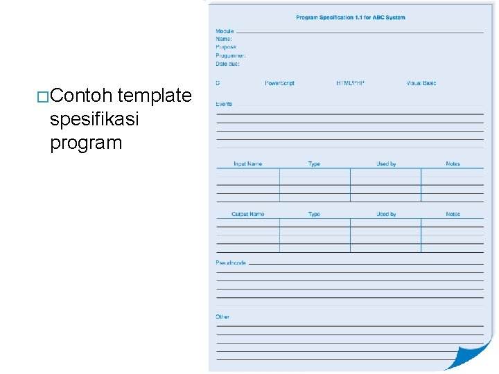 � Contoh template spesifikasi program 