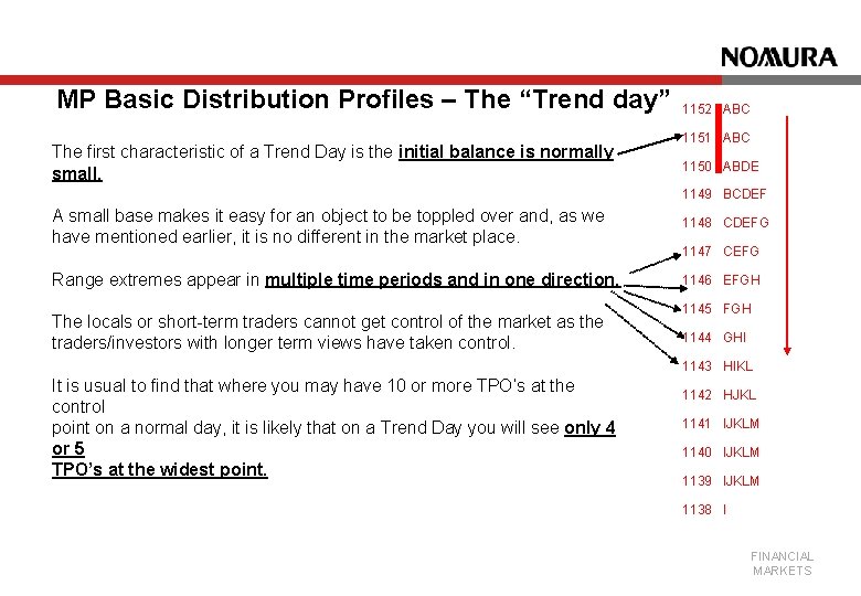 MP Basic Distribution Profiles – The “Trend day” The first characteristic of a Trend