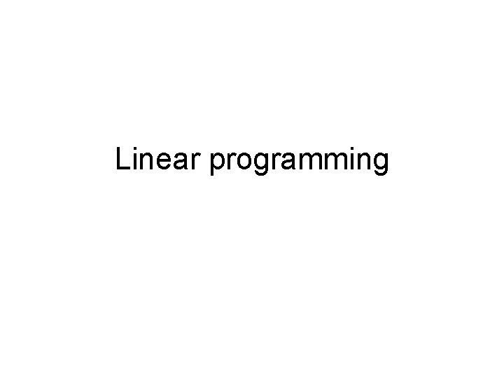 Linear programming 