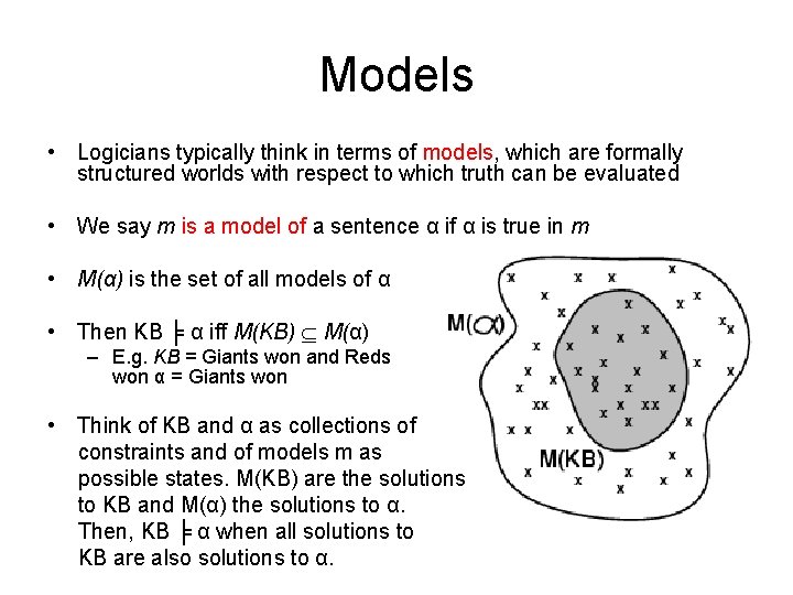 Models • Logicians typically think in terms of models, which are formally structured worlds Models • Logicians typically think in terms of models, which are formally structured worlds