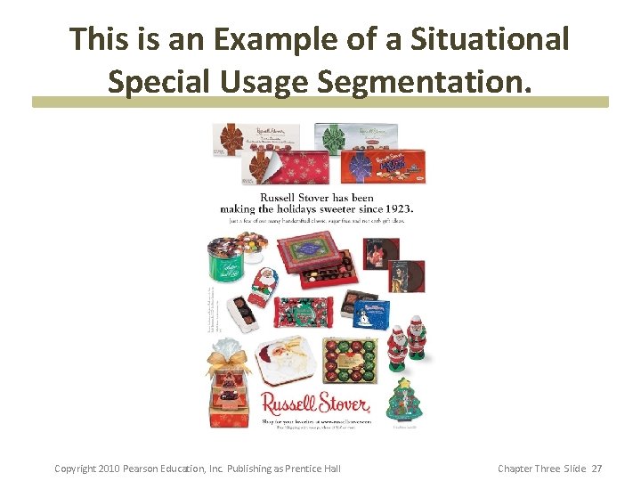 This is an Example of a Situational Special Usage Segmentation. Copyright 2010 Pearson Education, This is an Example of a Situational Special Usage Segmentation. Copyright 2010 Pearson Education,