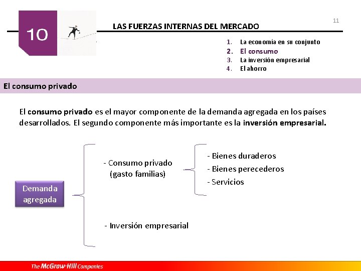LAS FUERZAS INTERNAS DEL MERCADO 1. La economía en su conjunto 3. 4. La