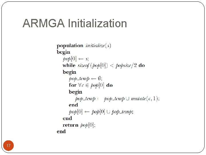 ARMGA Initialization 17 