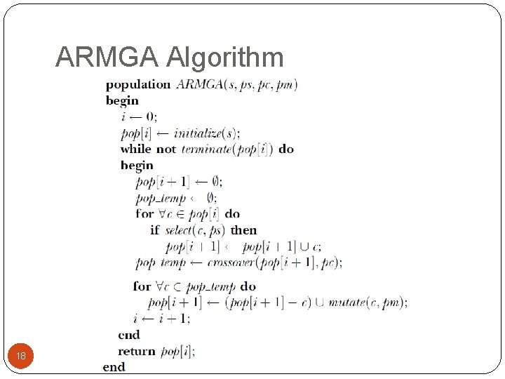 ARMGA Algorithm 18 