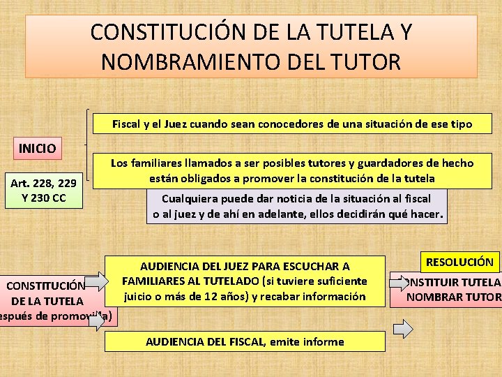 CONSTITUCIÓN DE LA TUTELA Y NOMBRAMIENTO DEL TUTOR Fiscal y el Juez cuando sean